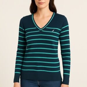 Nautica Women’s Striped Cotton Sweater (Size S)
